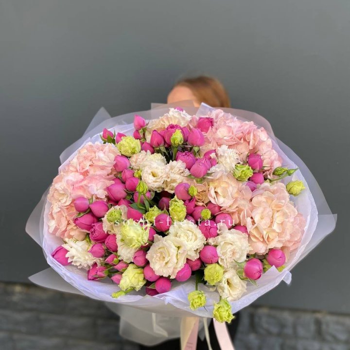  Букет  гортензий и Мисти в Астрахани