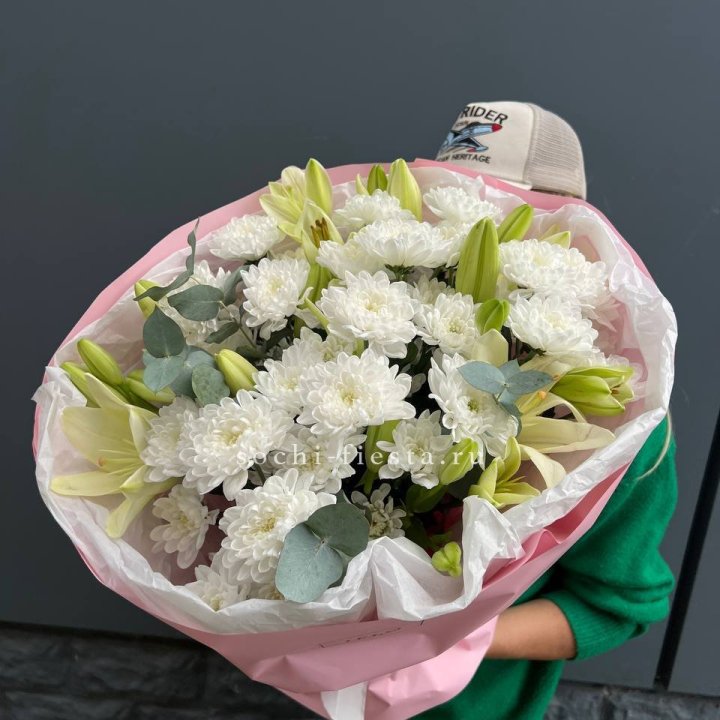  Букет  хризантемы и лилии в Астрахани