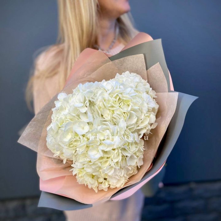 Букет из трёх белых гортензий в Астрахани