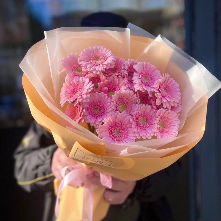 17 розовых гербер  в Астрахани