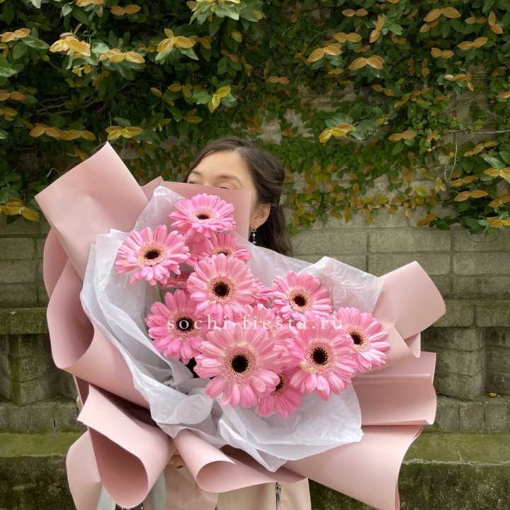 13 розовых гербер в Астрахани