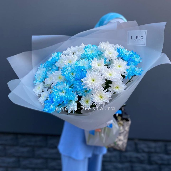 Букет хризантем "Голубая снежинка" в Астрахани