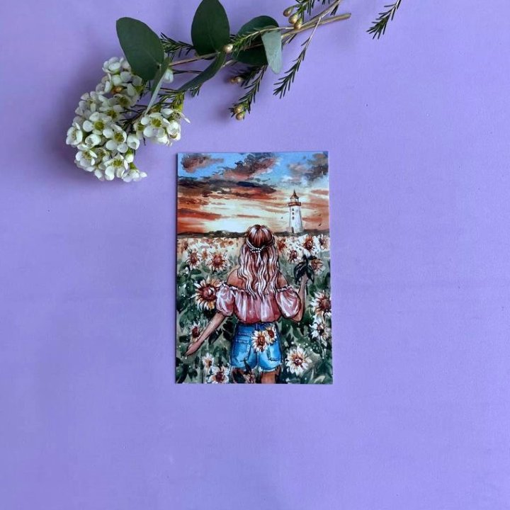 Открытка к букету "Подсолнух" в Астрахани