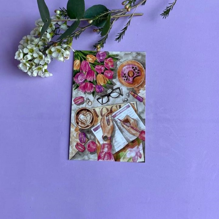 Открытка к букету "Леди на работе" в Астрахани