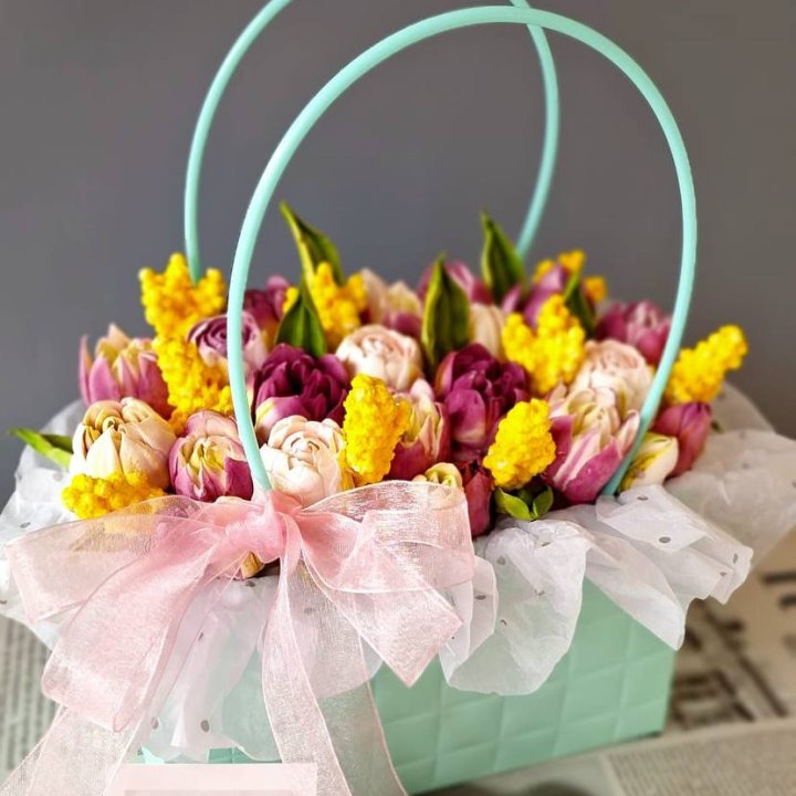 Тюльпаны в сумочке из зефира в Астрахани
