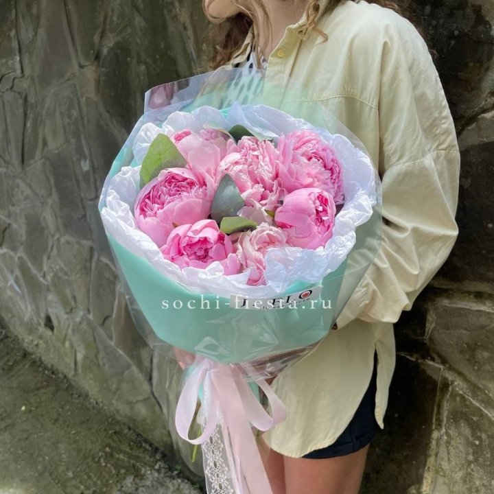 7 зефирных пионов в фоамиране в Астрахани