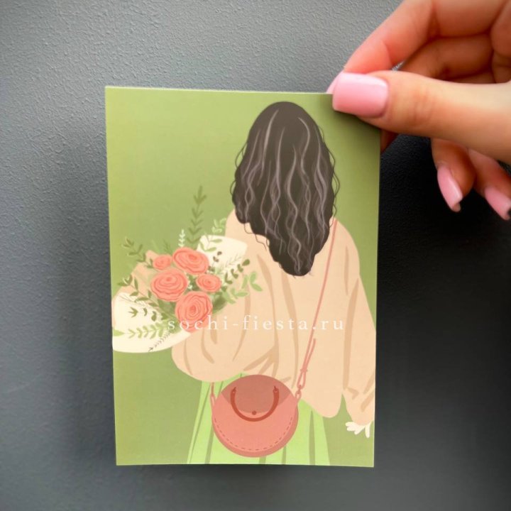 Открытка к букету "Потрясающая девушка" в Астрахани