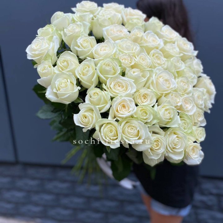 51 белоснежная высокая роза в Астрахани